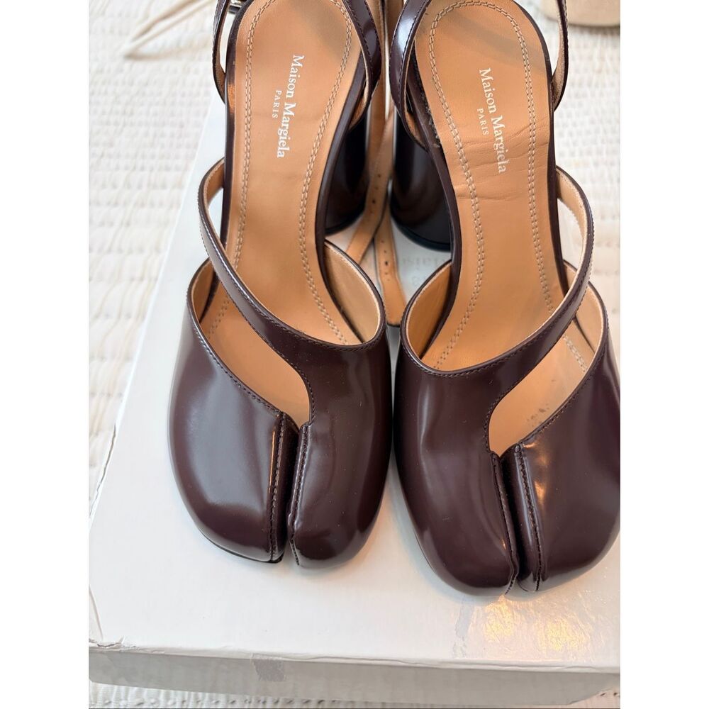Maison Margiela Tabi Slingback Heels Burgundy Split Toe Block Heel EU 35 US 5 - Picture 4 of 11